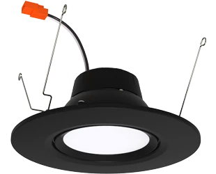 6" Gimbal Retrofit Downlight, 11W, 1150 Lumens, CCT Selectable, 120V, Black Finish