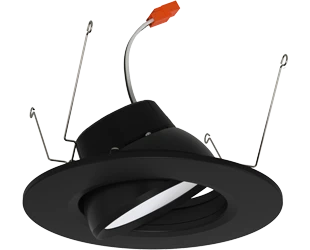6" Gimbal Retrofit Downlight, 11W, 1150 Lumens, CCT Selectable, 120V, Black Finish
