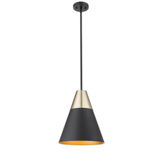 Pendant Light, Matte Black with Modern Gold Finish, Annos Collection