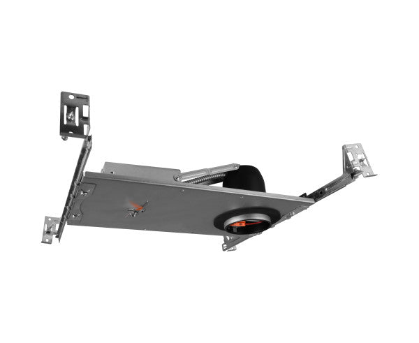 A dark gray metal mounting bracket or support frame with a circular black component and small orange accent, shown on a plain white background.