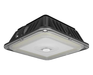 LED Canopy Light, 4453 Lumen Max, Wattage and CCT Selectable,120-277V, Integrated Photocell, Battery Backup Option, Bronze or White Finish