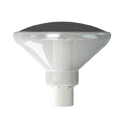 White led solar vandal resistant bollard light with clear dome lens black top surface 588 lumens 3w