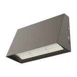 150W LED wall pack with bronze housing and downward-facing LED array, front three-quarter view on white background