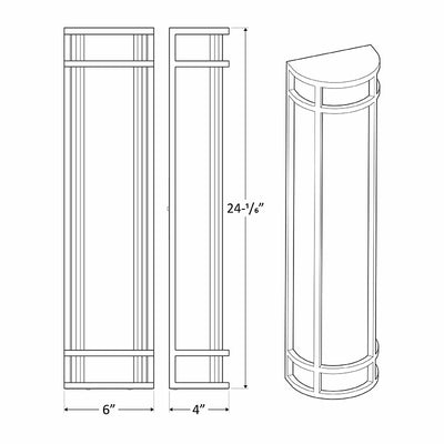 24" LED Outdoor Wall Sconce, CCT Selectable, 120-277V