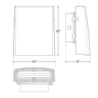 LED Adjustable Cutoff Wall Pack, Wattage and CCT Selectable, 120-277V, Dark Bronze Finish