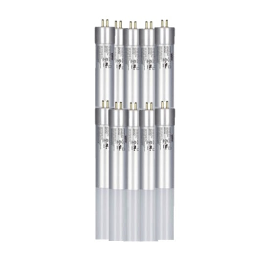10 Pk SATCO 25W T5 LED; Miniature bi-pin base; 3500K, 4000K or 5000K; 50000 Average rated hours; 3500 Lumens