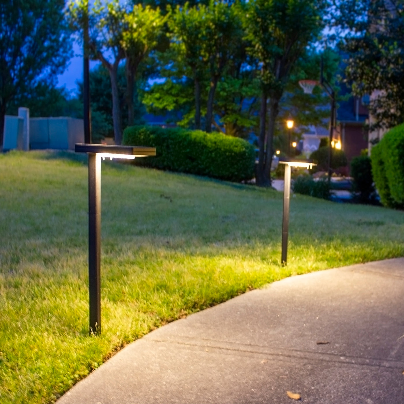 2 Pack LED Contemporary Square Solar Path Light with 3 Ground Stake Mounting Options, 80 Lumens, 2W, CCT Selectable 2700K/6000K, Black or Bronze Finish
