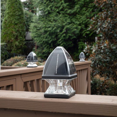 4 Pack LED Gothic Solar Post Cap Light, 40 Lumens, 2.65W, 3.2V, CCT Selectable 3100K,6000K, Black or White Finish