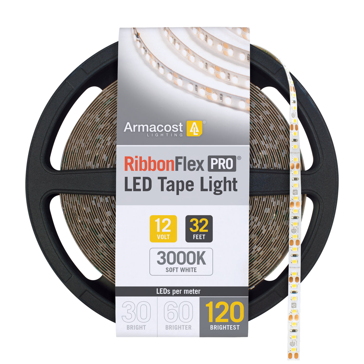 RibbonFlex Pro 12V White LED Tape Light 120 LED/m, 3000K or 4000K