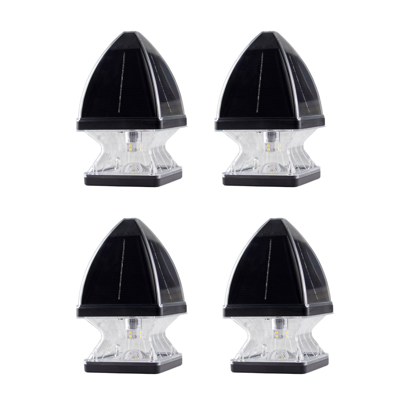 4 Pack LED Gothic Solar Post Cap Light, 40 Lumens, 2.65W, 3.2V, CCT Selectable 3100K,6000K, Black or White Finish