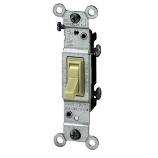 Single Pole Toggle Switch, 15 Amp, 120 Volt, Ivory