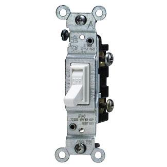 Single Pole Toggle Switch, 15 Amp, 120 Volt, White