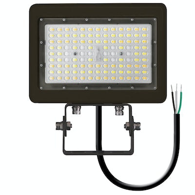 LED Flood/Area Light, 15W/30W, 35W/50W, or 60W/70W/80W Selectable, 2,100-11,200 Lumens, 120-277V, CCT Selectable, Photocell Included, Bronze or White Finish