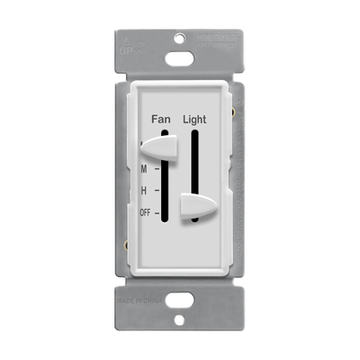 3-Speed Ceiling Fan Control and LED Dimmer Slider, Single Pole