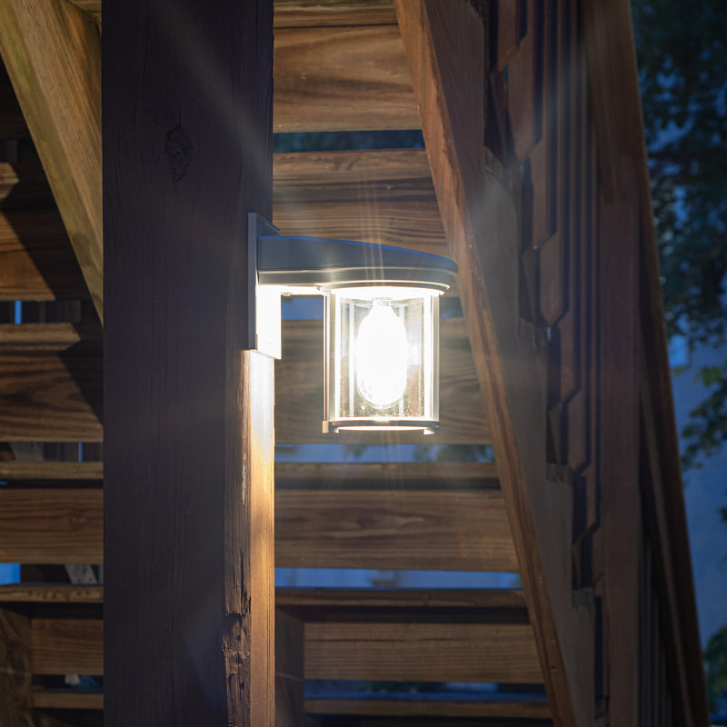 2PK Solar LED Coach Lantern, with Edison Bulb, 60 Lumens, 1W, 3.2V, 2400K CCT, Grey or Black