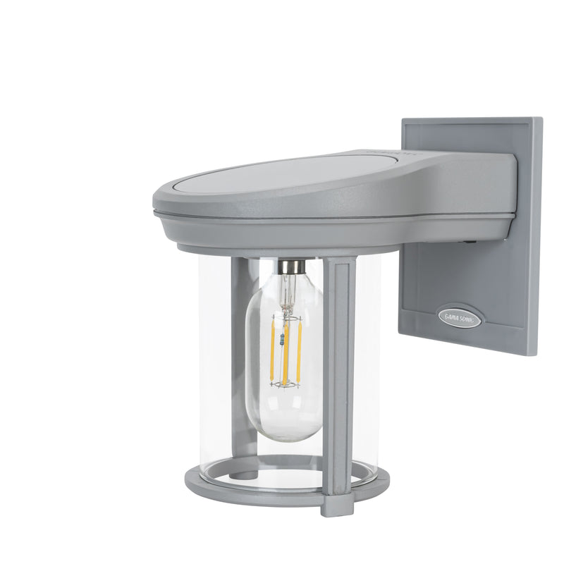 2PK Solar LED Coach Lantern, with Edison Bulb, 60 Lumens, 1W, 3.2V, 2400K CCT, Grey or Black