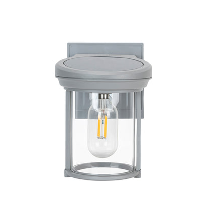 Solar LED Coach Lantern, with Edison Bulb, 60 Lumens, 1W, 3.2V, 2400K CCT, Grey or Black Finish