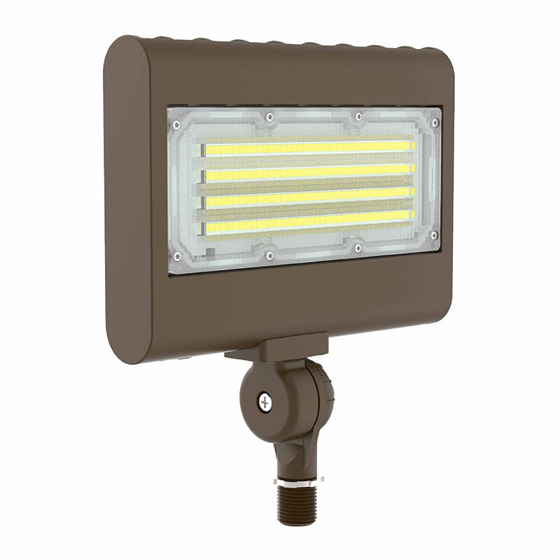 LED Architectural Flood Light with 1/2" Knuckle, Selectable Wattage 10/15/20/30W, Selectable CCT, 120-277V, Bronze or White Finish