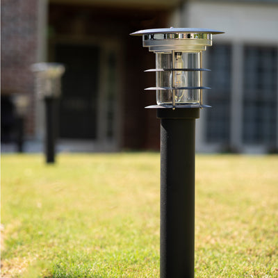 Stainless Steel Bollard Solar Lamp with Mini EZ Anchor, Black or Silver