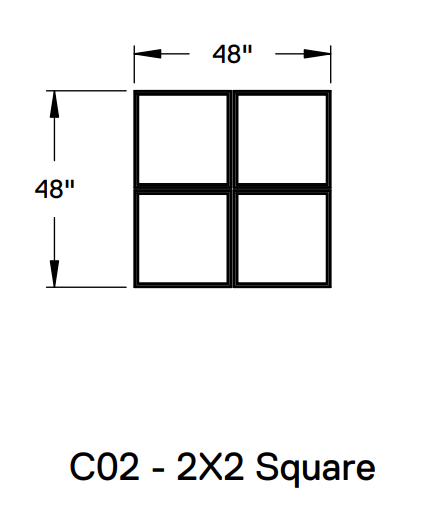 LED Hanging Panel System, 2x2 Square, 160W, 100-277V, 20000 Lumens, 3500K, 4000K or 5000K