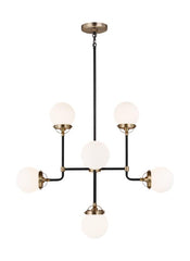 Cafe Collection - Eight Light Small Chandelier | Finish: Satin Bronze / Midnight Black - 3187908-848
