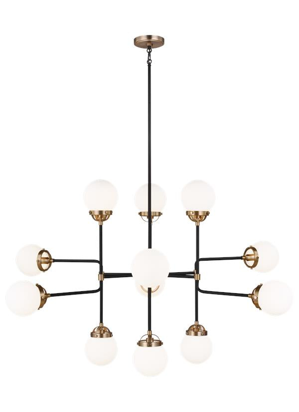 Cafe Collection - Twelve Light Large Chandelier | Finish: Satin Brass / Midnight Black - 3187912EN-848