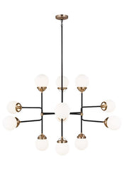 Cafe Collection - Twelve Light Large Chandelier | Finish: Satin Brass / Midnight Black - 3187912EN-848