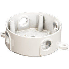 4 in. Round Weatherproof Boxes - Five Holes 1/2 in. White