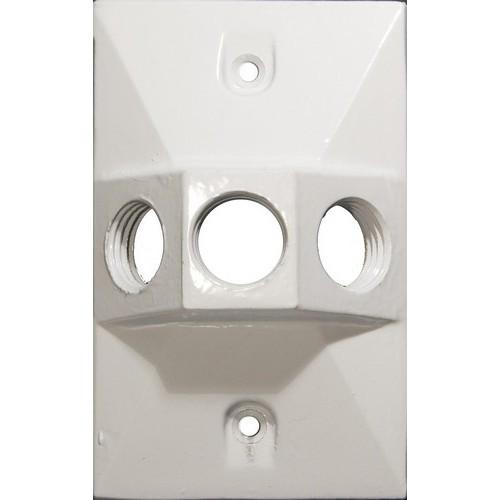 One Gang Weatherproof Covers – Retangular Lampholder Three Hole 1/2 in.