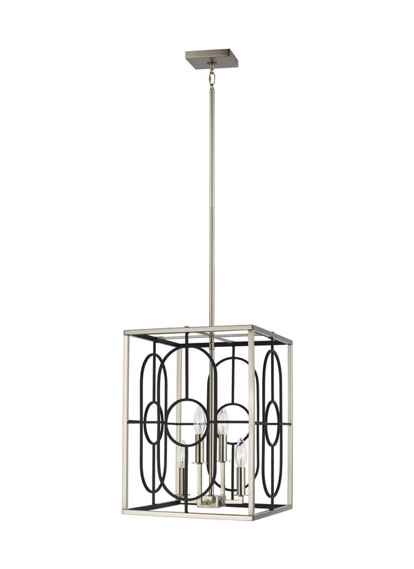 Rennie Collection - Small Four Light Hall / Foyer | Finish: Brushed Nickel / Midnight Black - 5121804-962