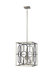 Rennie Collection - Small Four Light Hall / Foyer | Finish: Brushed Nickel / Midnight Black - 5121804-962