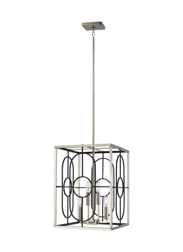 Rennie Collection - Small Four Light Hall / Foyer | Finish: Brushed Nickel / Midnight Black - 5121804EN-962