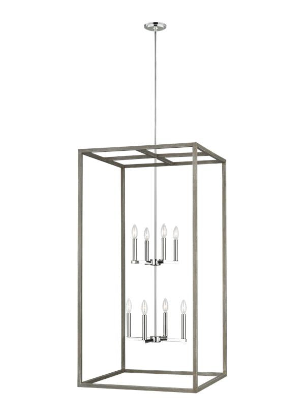 Moffet Street Collection - Extra Large Eight Light Hall / Foyer | Finish: Washed Pine / Chrome - 5234508-872