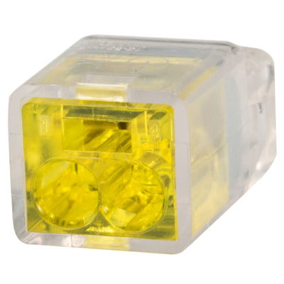 King Innovation 67205 Contractor's Choice 2-Port Push-in Wire Connector, Yellow; 100/Box