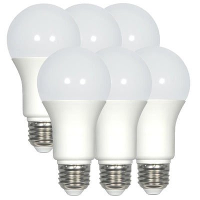 6 PK SATCO 10W; A19 LED; 2700K or 3000K; Medium base; 220 deg. beam spread; 90CRI; 120V