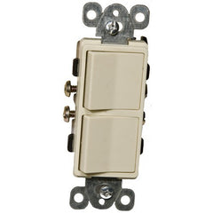 Commercial Grade Decorative Double Rocker Switch -Ivory 15A-120/277V