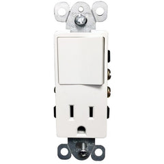 Commercial Grade Decorative Single Pole Switch/Receptacle Rocker Switch -White 15A-125V