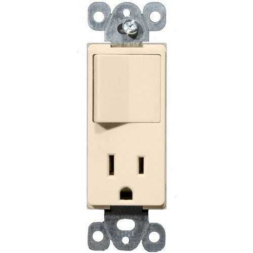 Commercial Grade Decorative Single Pole Switch/Receptacle Rocker Switch -Almond 15A-125V