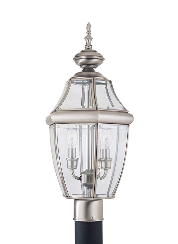 Lancaster Collection - Two Light Outdoor Post Lantern | Finish: Antique Brushed Nickel - 8229-965