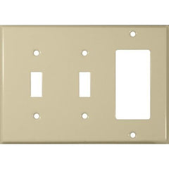 Painted Steel Wall Plates, Ivory, 3 Gang