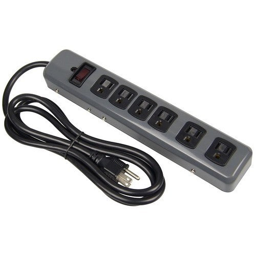 6 Outlet Metal Surge Strip with 2 Transformer Outlets