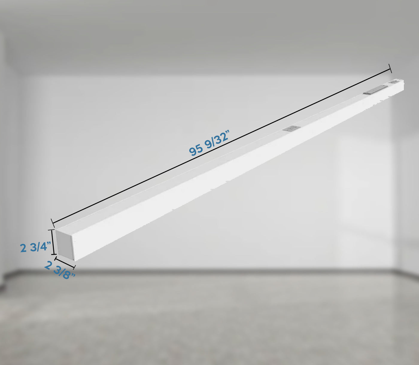 8 FT Linear Suspended LED Beam, 9200 Lumen Max, 80W, CCT Selectable, 0-10V Dimmable, 120-277V, Transparent Frosted Housing, Power Feed Cable Included