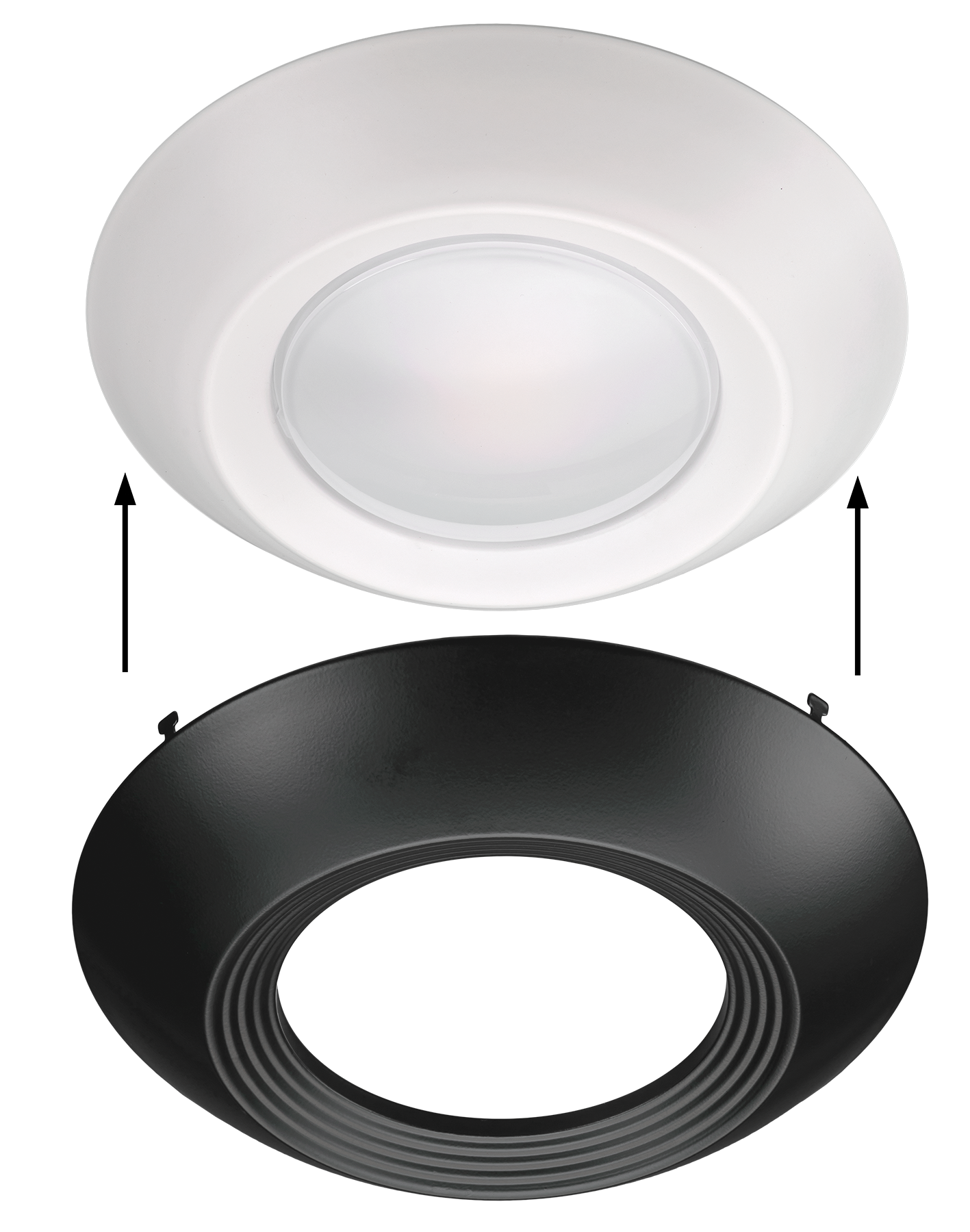 Black Trim for 7.5 Inch Flush Mount Disk Light with TwistFit Mounting System