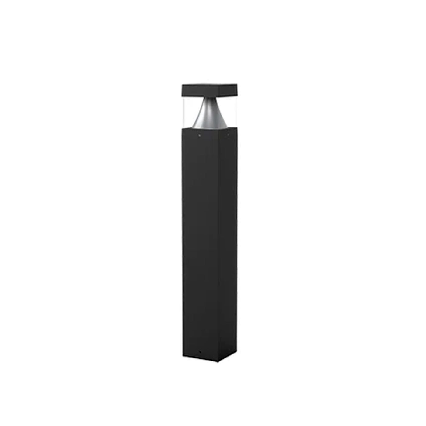 LED 42" Flat Top Square Bollard, 1496 Lumens, Wattage and CCT Selectable, 120-277V, Cone Reflector, Clear Lense, Black or Brown Finish