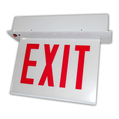 Chicago Approved Recessed Edgelit Aluminum Exit/Stair Sign, Single/Double Face, Red Letter