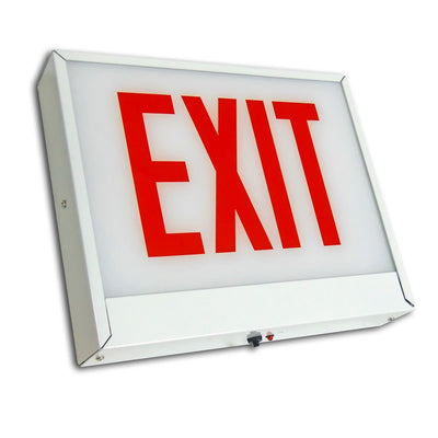 Chicago Approved Steel Exit/Stair Sign, Single/Double Face, Red Letter
