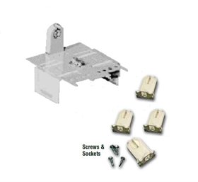 Industrial strip Adjustable bracket kit for 1 or 2 T8 lamps.  2 complete brackets, 4 sockets, 4 tek screws. 1000/CS/T8/TL3/BKIT
