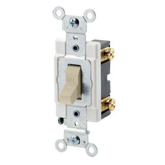 Commercial Spec Single Pole Toggle Switch, 15 Amp, 120/277 V, Ivory