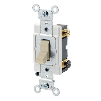 Commercial Spec Double Pole Toggle Switch, 15 Amp, 120/277 Volt, Ivory