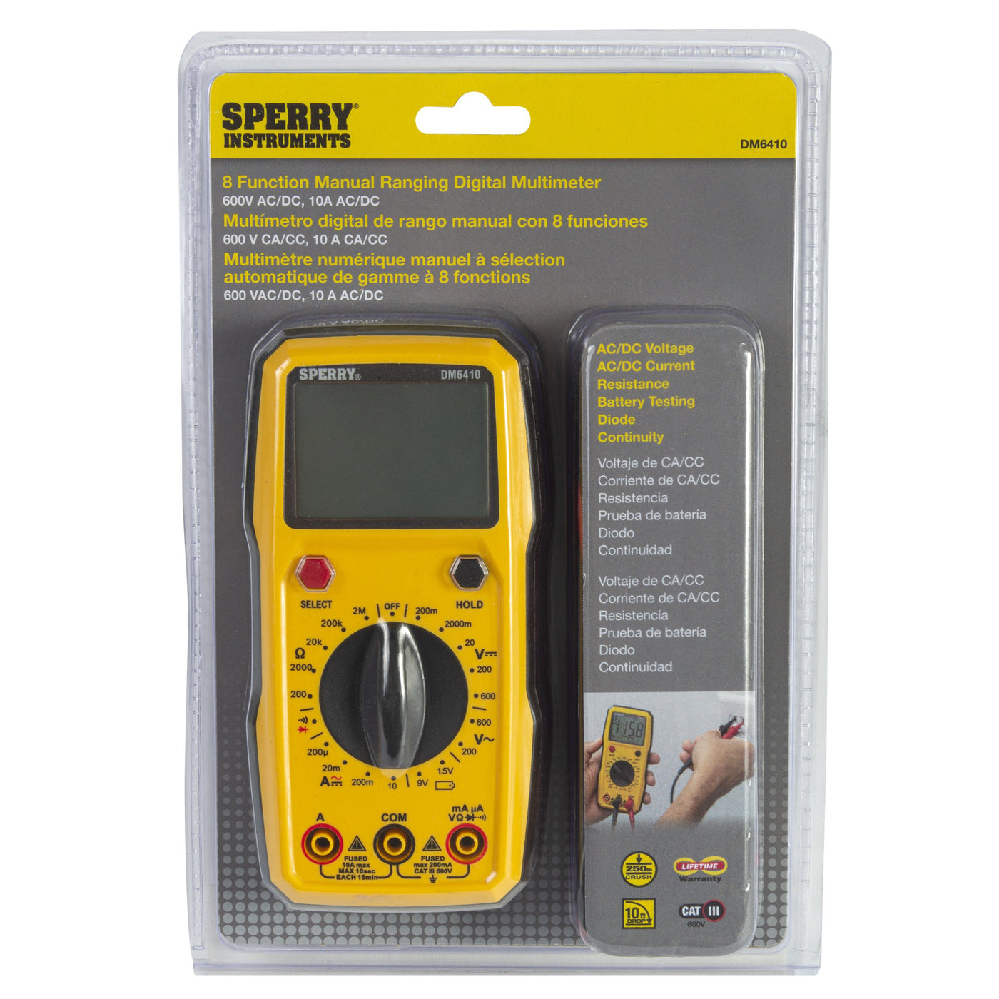 Sperry Instruments DM6410 Digital Multimeter, 8 Function, Manual Ranging